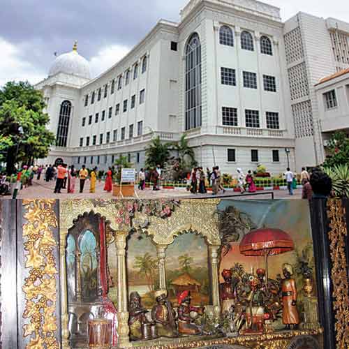 Salar Jung Museum in Hyderabad and (top) the British musical clock, one of the rare clocks housed there