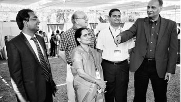 IICT natural products division head S. Chandrasekhar, CNRS research director Rene Gree, IICT director M Lakshmi Kantam, GVK Biosciences Discovery general manager KV Sharasrikar and professor Goverdhan Mehta of University of Hyderabad at a symposium in Hyderabad on Monday | A RADHAKRISHNA