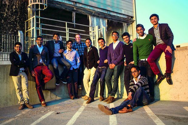 (From left to right) Chetan Khanna, Ashwin Muthiah, Varshil Patel, Akiff Premjee, Brendan McManus, Rohan Murthy, Dilip Rajan, Prashant Ramesh, Hari Ravi, Aneesh Kanakamedala (sitting below), Praveen Rajaguru, and Pranay Sharma.