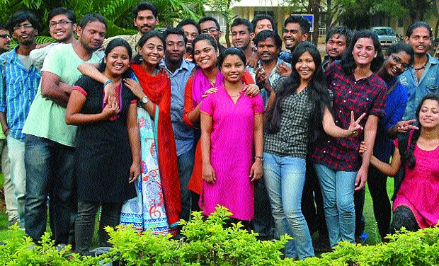 Passing out: Students strike a pose at the University of Hyderabad (Photo: DC)