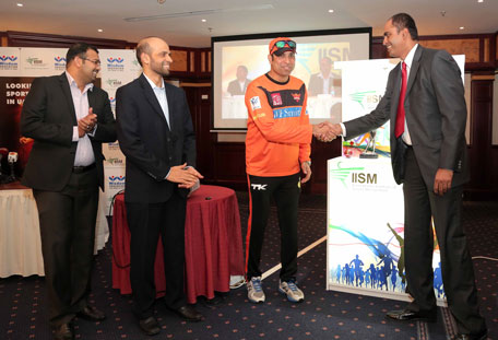 Retired Indian cricket great VVS Laxman (second from right) at the launch of IISM's Dubai Campus on Tuesday. (SUPPLIED)