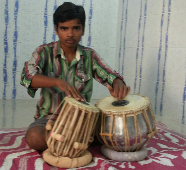 K. Harish practising on his tabla. - Photo: K.N. Murali Sankar / The Hindu